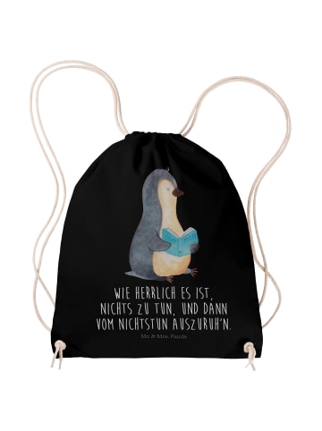 Mr. & Mrs. Panda Stofftasche Pinguin Buch mit Spruch in Schwarz