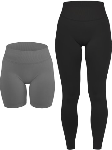 Circle Five Scrunch Shape Set (Push-Up Shorts und Push-Up Leggings) in Anthrazit/Schwarz