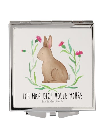 Mr. & Mrs. Panda Kleiner Spiegel Hase Sitzen mit Spruch in Weiß