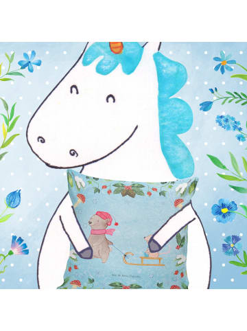 Mr. & Mrs. Panda kissen bedruckt Bär und Maus Schlitten ohne Spruch in Eisblau