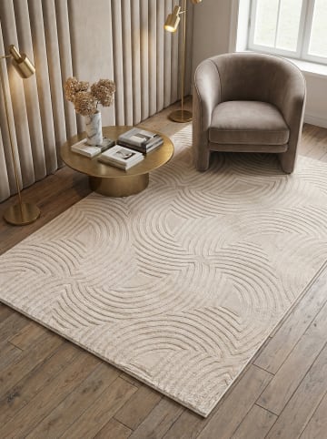 KADIMA DESIGN Teppich Kurzflor Waschbar 3D ILLER Strapazierfähig OEKO-TEX in Beige
