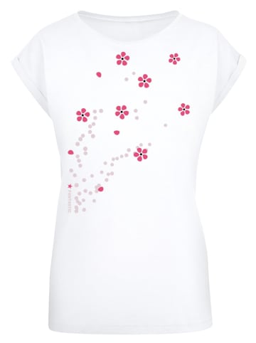 F4NT4STIC Extended Shoulder T-Shirt Blumen Ranke in weiß