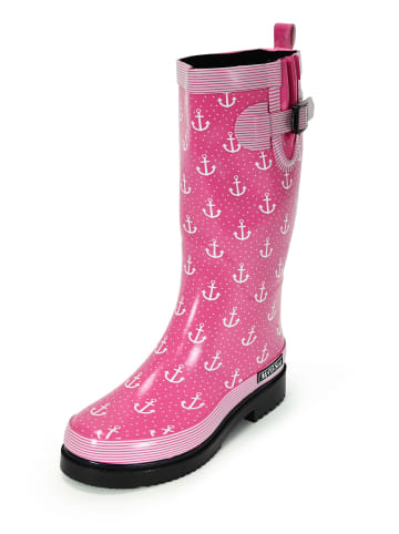 MADSea Gummistiefel Anchor High in Pink mit weißen Ankern