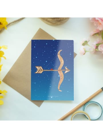 Mr. & Mrs. Panda Grußkarte Sternzeichen Schütze ohne Spruch in Sternenhimmel Blau