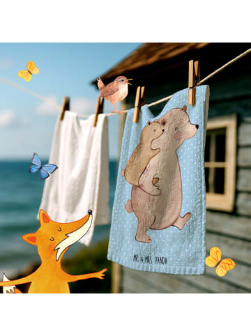 Mr. & Mrs. Panda Gästehandtücher Papa Bär ohne Spruch in Blau Pastell