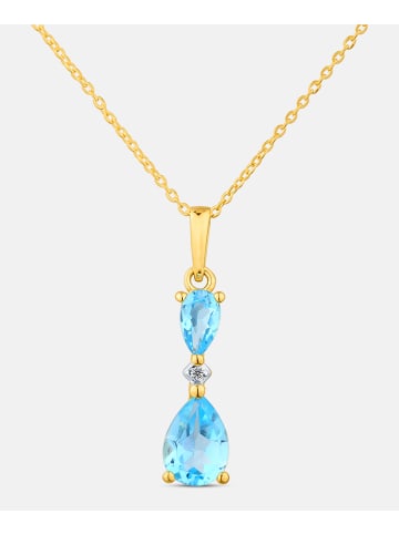 Diamant L'éternel Kette mit Anhänger, mit Blautopas, 375 Gelbgold