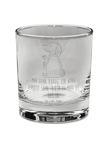 Mr. & Mrs. Panda Whiskey Glas Hund Blume mit Spruch in Transparent