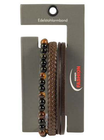 Adeliás Herren Armband – Lederarmband aus Leder mit Tigerauge 21 cm in braun