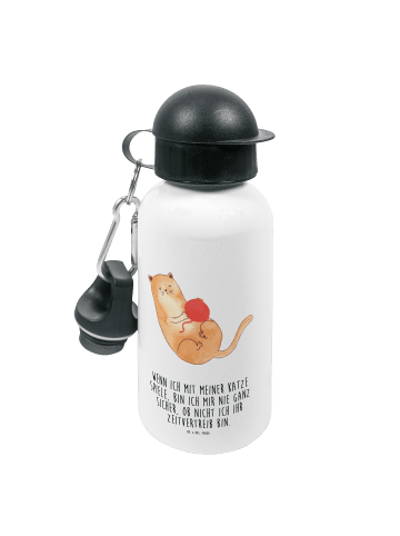 Mr. & Mrs. Panda Kindertrinkflasche Katze Wolle mit Spruch in Weiß