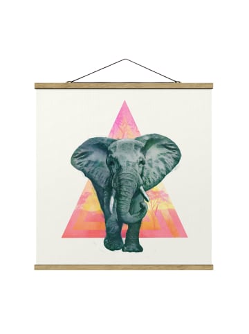 WALLART Stoffbild - Laura Graves - Elefant vor Dreieck in Bunt