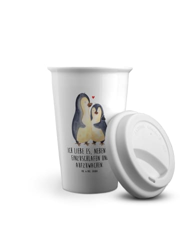 Mr. & Mrs. Panda Thermobecher Pinguine Einschlafen mit Spruch in Weiß