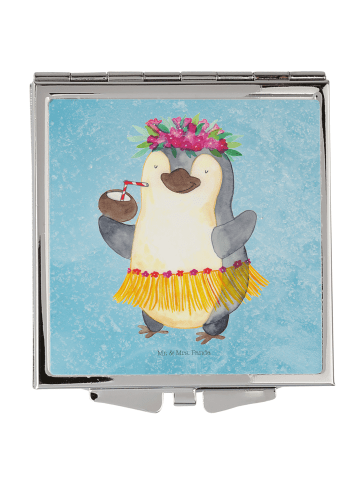 Mr. & Mrs. Panda Handtaschenspiegel quadratisch Pinguin Kokosnus... in Eisblau