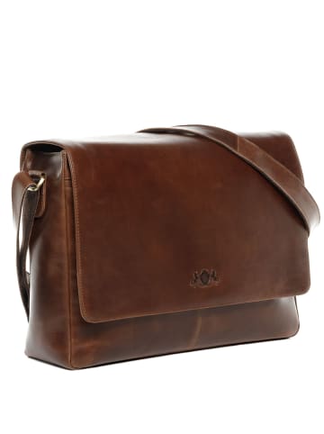 SID & VAIN Leder-Messenger Laptoptasche Leder Umhängetasche Unisex SPENCER in braun