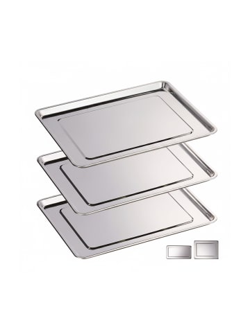 relaxdays 3x Servierplatte in Silber - (B)33 x (T)26,5 cm