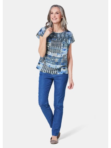 GOLDNER Ultraleichte Druckbluse aus reiner Baumwolle in jeansblau / gemustert