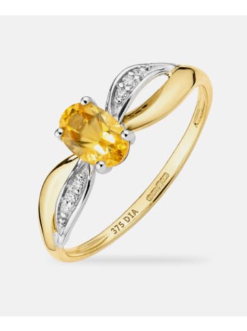 Diamant L'éternel Ring, mit Citrin, 375 Gelbgold