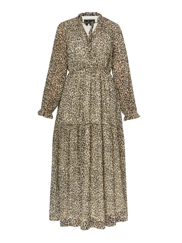 faina Damen Maxikleid Mit Leoprint in Hellbeige Mehrfarbig