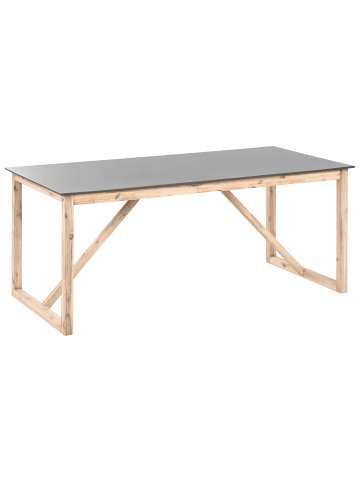 Beliani Esstisch NOTTERI in Grau/Braun - (W) 90 x (H) 75 x (L) 180 cm