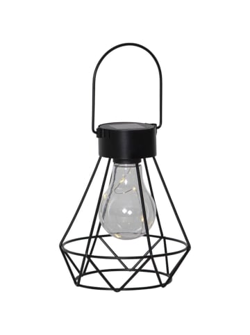 STAR Trading LED Solar Laterne Gitter-Look Tischleuchte Lichtsensor H: 15,5cm in schwarz