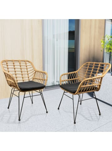 VCM  2-tlg. Gartenstuhl Loungesessel Rattan in Braun