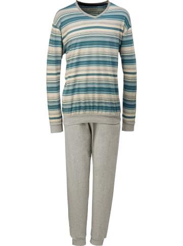REDBEST Single-Jersey Schlafanzug in petrol/grau meliert