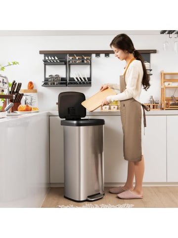COSTWAY Mülleimer 68L in Silber