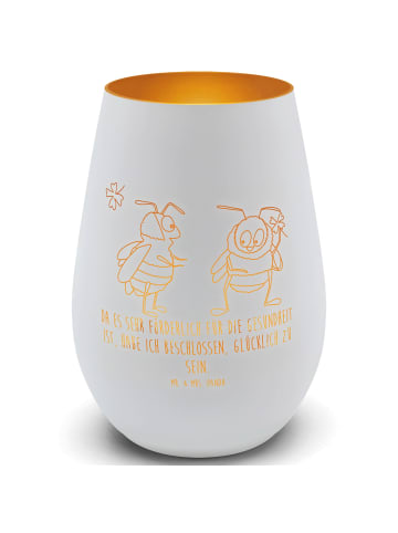 Mr. & Mrs. Panda Kerzenhalter Hummeln Kleeblatt mit Spruch in Weiß