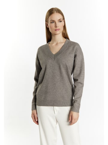 DreiMaster Damen Strickpullover in Grau Melange