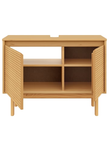 home24 home24 massiver Waschbeckenunterschrank aus massiver Pinie im skandinavischen Stil in Pinie Natur