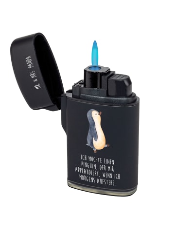 Mr. & Mrs. Panda sturmfeuerzeug Pinguin mHerzieren mit Spruch in Schwarz