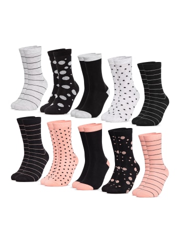 Occulto 10er Pack Baumwolle Socken Lotte in Schwarz/Lachs