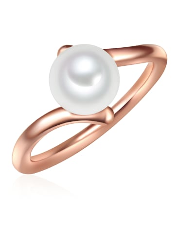 Valero Pearls Ring Sterling Silber roségold Süßwasser-Zuchtperle weiß in roségold