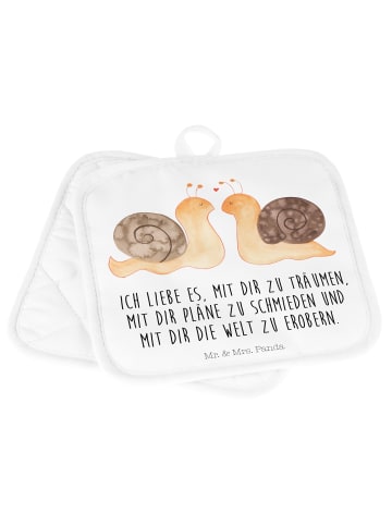 Mr. & Mrs. Panda Topfuntersetzer Schnecken Liebe mit Spruch in Weiß