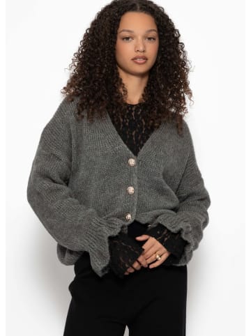 SASSYCLASSY Cardigan mit Volants in Dunkelgrau