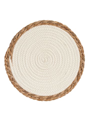 GIFTDECOR Tischset, mit geflochtenem Seegras an den Rändern, Set in Weiß