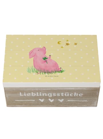 Mr. & Mrs. Panda holzschachtel Schwein Glück ohne Spruch in Gelb Pastell