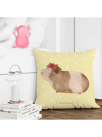Mr. & Mrs. Panda Kissen 40x40 Meerschweinchen Weisheit ohne Spruch in Gelb Pastell