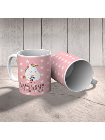 Mr. & Mrs. Panda Kindertasse Einhorn Traurig mit Spruch in Rot Pastell