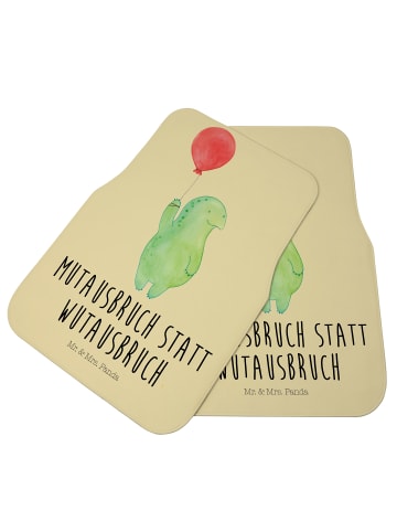 Mr. & Mrs. Panda Autoteppich Schildkröte Luftballon mit Spruch in Gelb Pastell