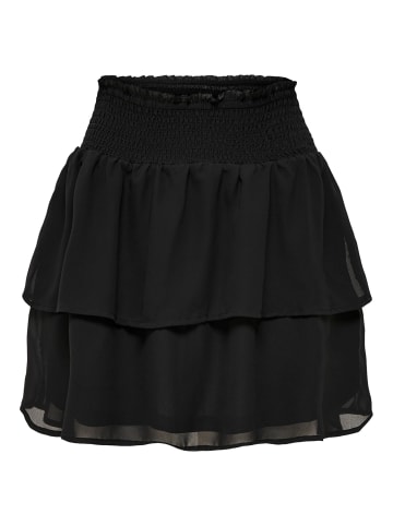 ONLY Mini Volant Rock Chiffon Rüschen Skirt mit Stretch Bund ONLANN in Schwarz