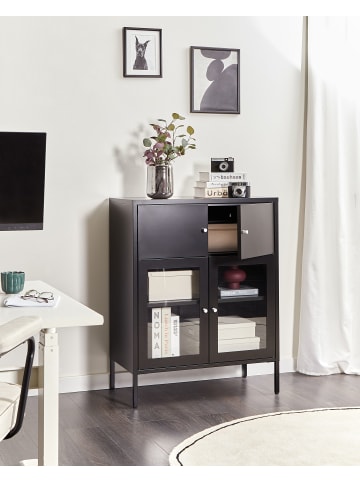 Beliani Vitrine ESHOLT in Schwarz - (W) 80 x (H) 102 x (L) 40 cm