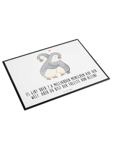 Mr. & Mrs. Panda Schreibunterlage Pinguine Kuscheln mit Spruch in Weiß