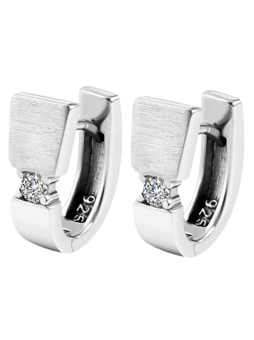 Adeliás Damen Ohrringe – Klappcreole aus 925 Silber mit Zirkonia in silber