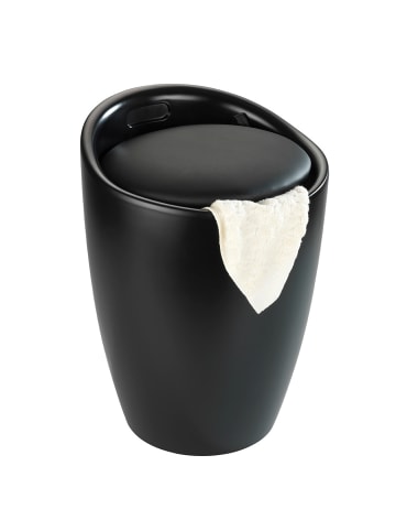 Wenko Wäschesammler mit Sitz CANDY, mattiert in Schwarz, (B) 36 x (H) 50 x (L) 36 cm