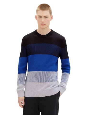 TOM TAILOR Denim Pullover STRUCTURED COLORBLOCK in Mehrfarbig