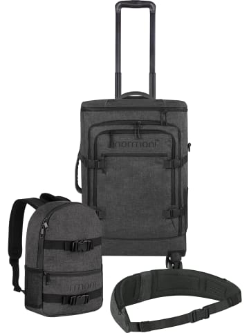 normani Reisetrolley mit kleinem 5L Rucksack und Hüftgurt in Anthrazit