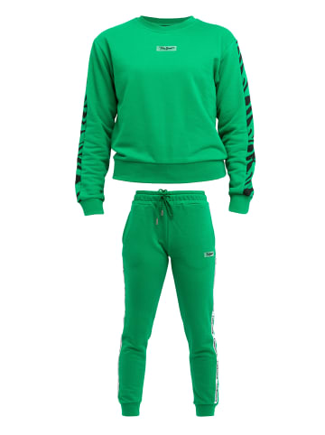 Tom Barron Freizeitanzug Tom Barron Zebra Pattern Sweatshirt And Pant Set in grün