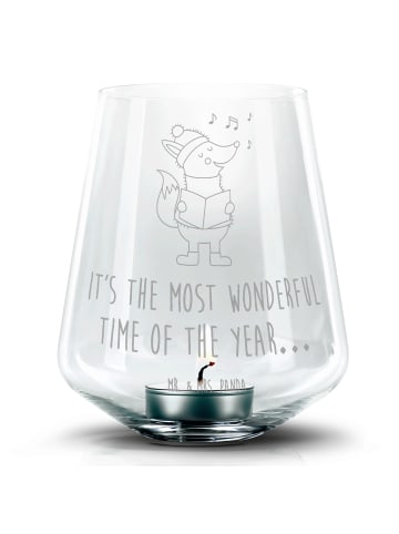 Mr. & Mrs. Panda Gravur Windlicht Fuchs Sänger mit Spruch in Transparent