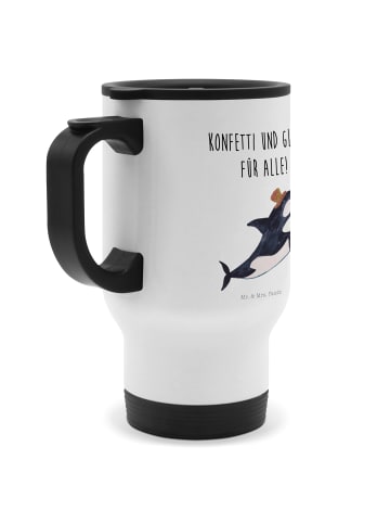 Mr. & Mrs. Panda Thermobecher To Go Orca Zylinder mit Spruch in Weiß