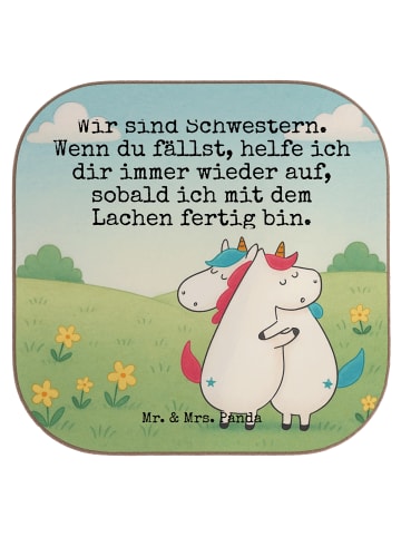 Mr. & Mrs. Panda Untersetzer Einhörner Umarmen Design mit Spruch in Weiß